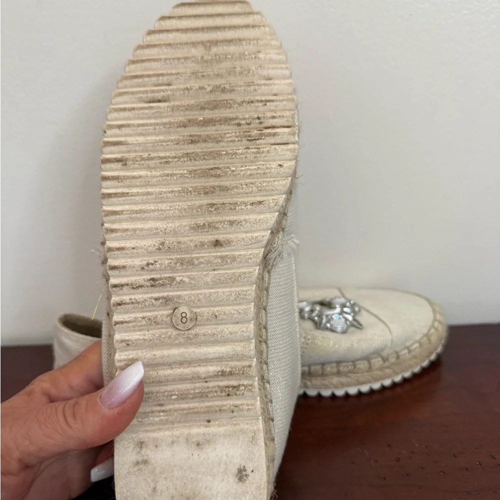 Marc Fischer Women's Beige Espadrilles with Silver Embellishments size 8